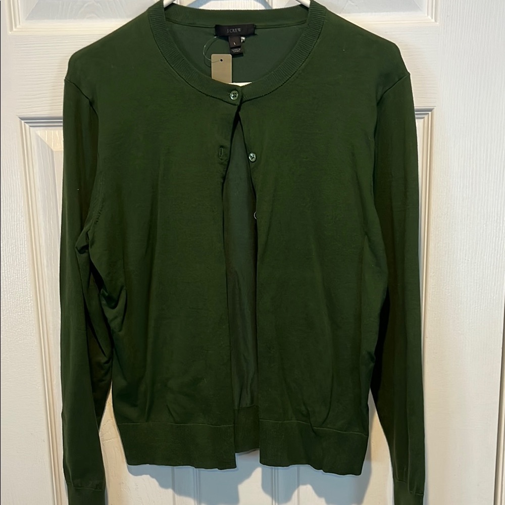 J. Crew Green Cardigan Sweater